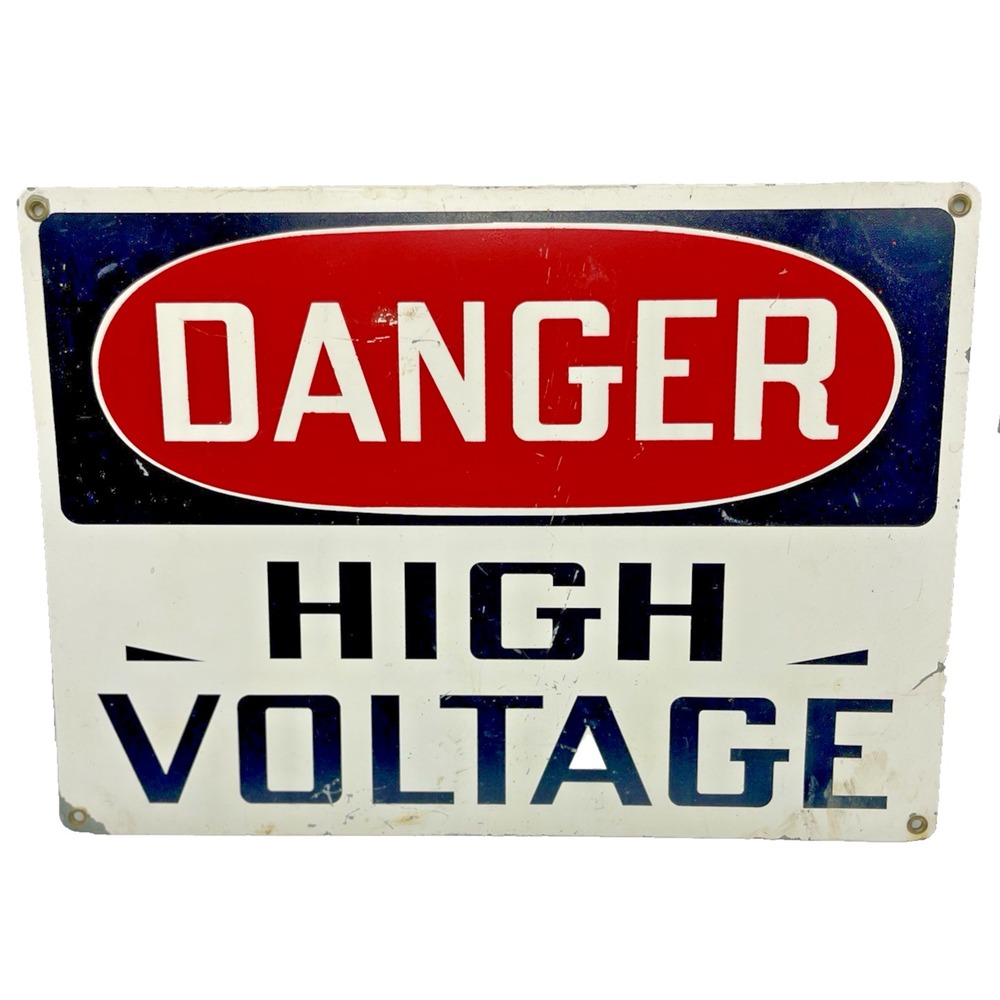Vintage DANGER High Voltage Metal Sign 14" X 10"